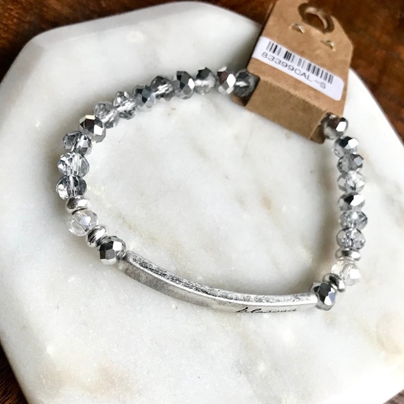 Graphite Blessed Inspirational Glass Bead Bracelet - Picture 2 of 2